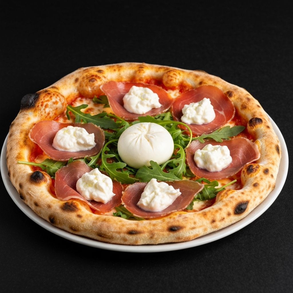 Pizza Prosciutto und Burrata